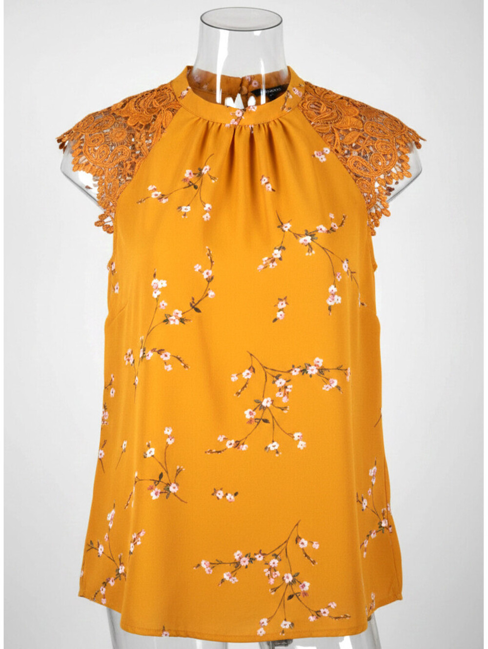 Express Floral Lace Shoulder Sleeveless Blouse sz M